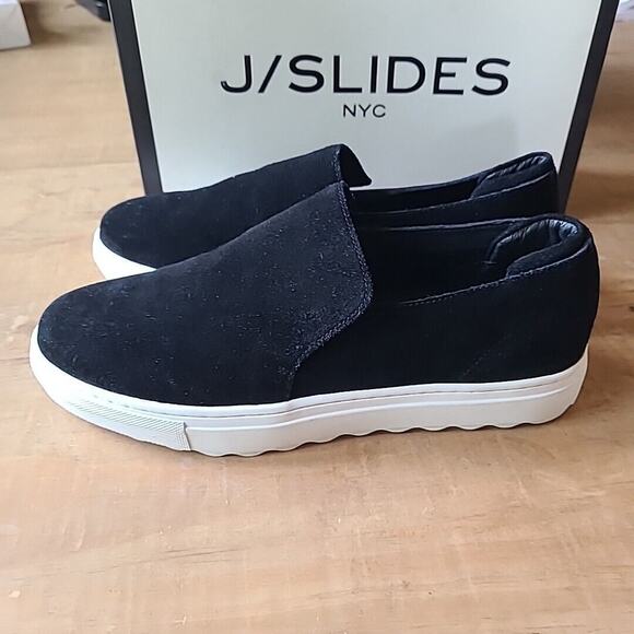 J Slides Perrie‎ Slip On Sneaker style shoes Black Suede Leather Womens 8.5 NEW - Picture 3 of 5